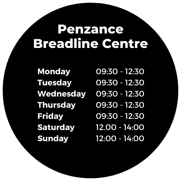 Image with opening times, Monday to Friday 09.30 - 12.30pm. Saturday and Sunday 12.00 - 14.00 pm