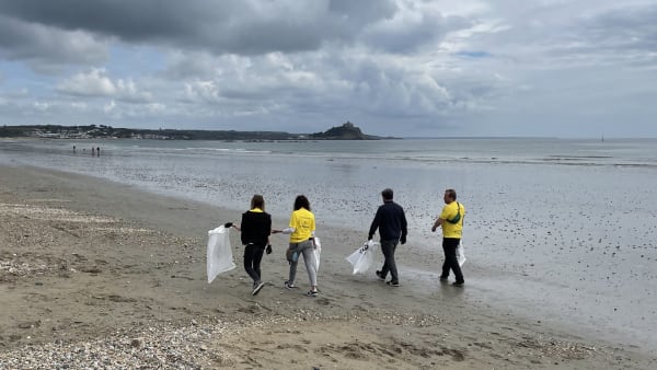 St Petrocs clients and staff beach clean at Long Rock